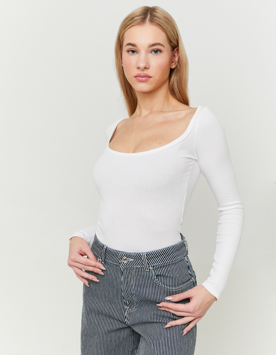 TALLY WEiJL, White Basic Bodysuit for Women