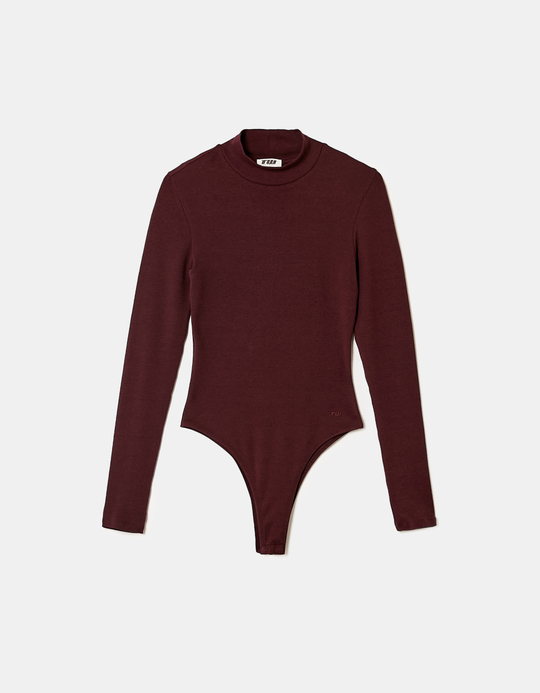 TALLY WEiJL, Body Bordeaux Basique à Col Montant for Women