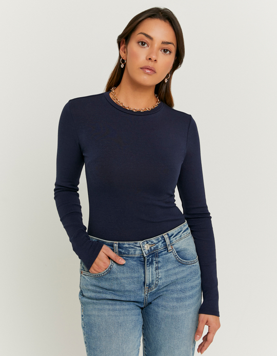 TALLY WEiJL, Blue Basic Long Sleeves Bodysuit for Women