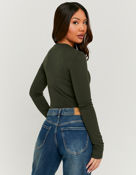 TALLY WEiJL, Body Basico a Maniche Lunghe Verde for Women