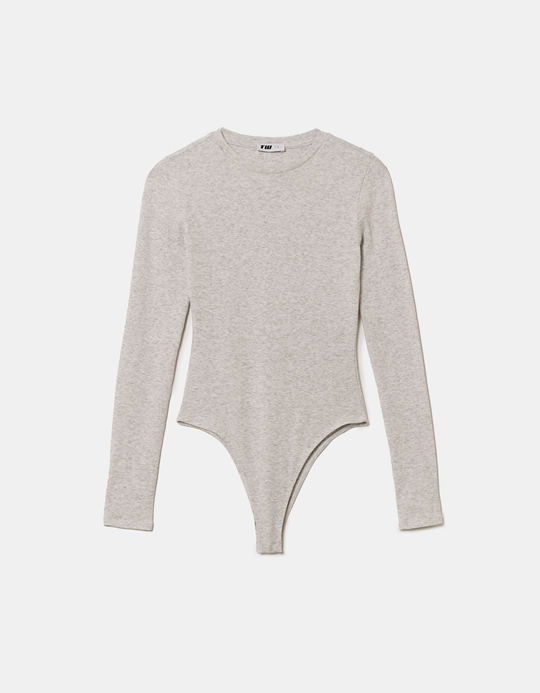 TALLY WEiJL, Grey Basic Long Sleeves Bodysuit for Women