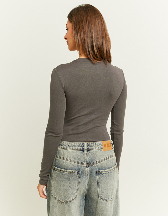 TALLY WEiJL, Grey Basic Long Sleeves Bodysuit for Women