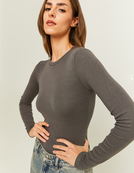 TALLY WEiJL, Body Basico A Maniche Lunghe Grigio for Women