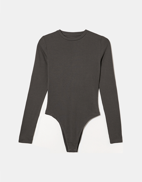 TALLY WEiJL, Body Basico A Maniche Lunghe Grigio for Women