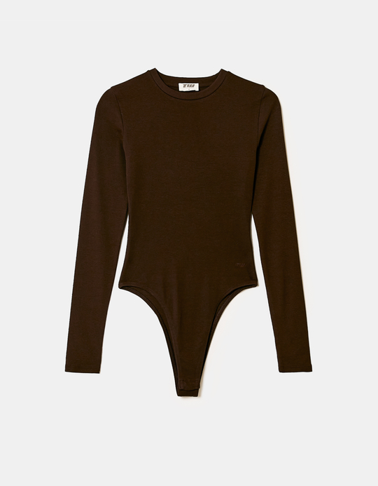TALLY WEiJL, Body Basico A Maniche Lunghe Marrone for Women