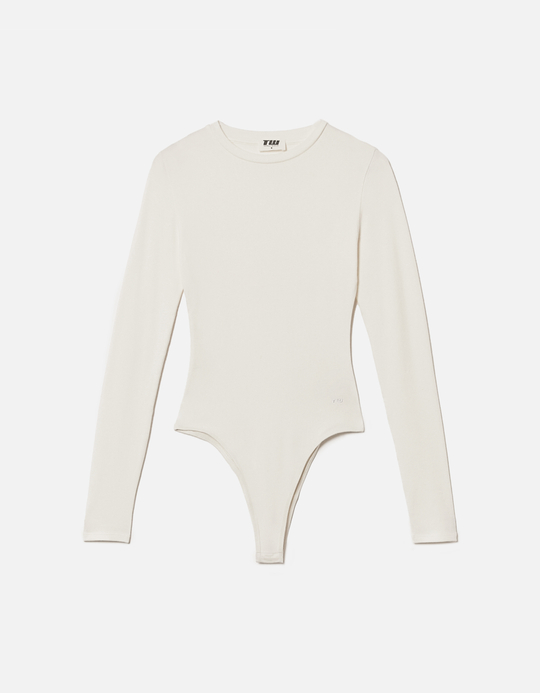 TALLY WEiJL, White Basic Long Sleeves Bodysuit for Women