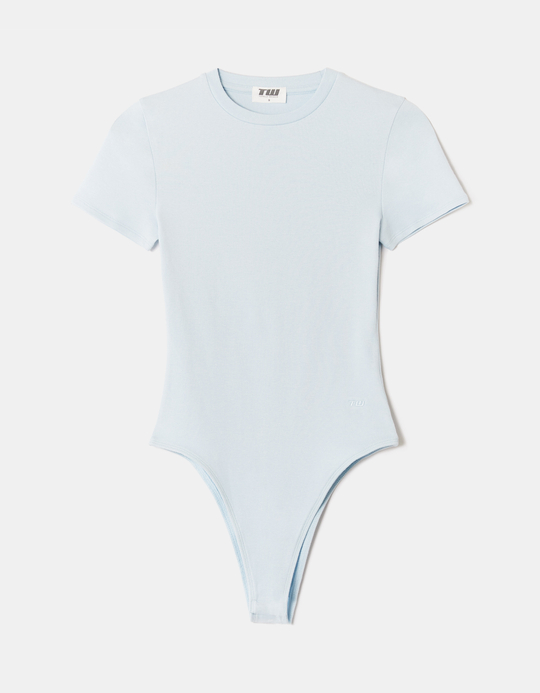 TALLY WEiJL, Blue Basic Short Sleeves Bodysuit for Women