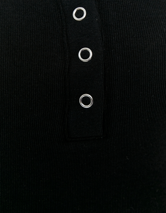 TALLY WEiJL, Black Buttoned Long-Sleeve Bodysuit for Women