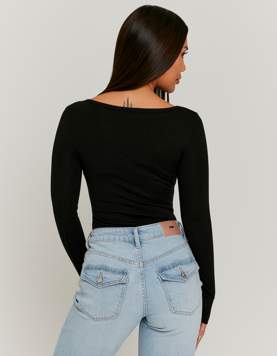 TALLY WEiJL, Black Basic Long Sleeves Bodysuit for Women