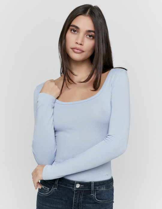 TALLY WEiJL, Light Blue Long Sleeve Bodysuit for Women