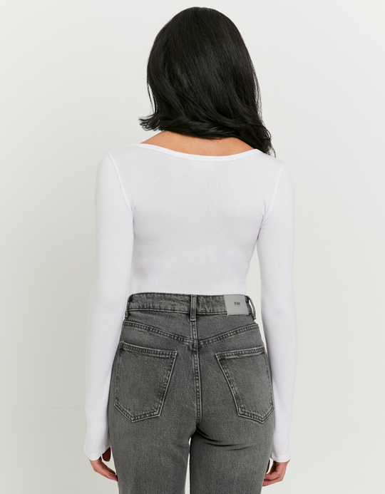 TALLY WEiJL, White Basic Long Sleeves Bodysuit for Women