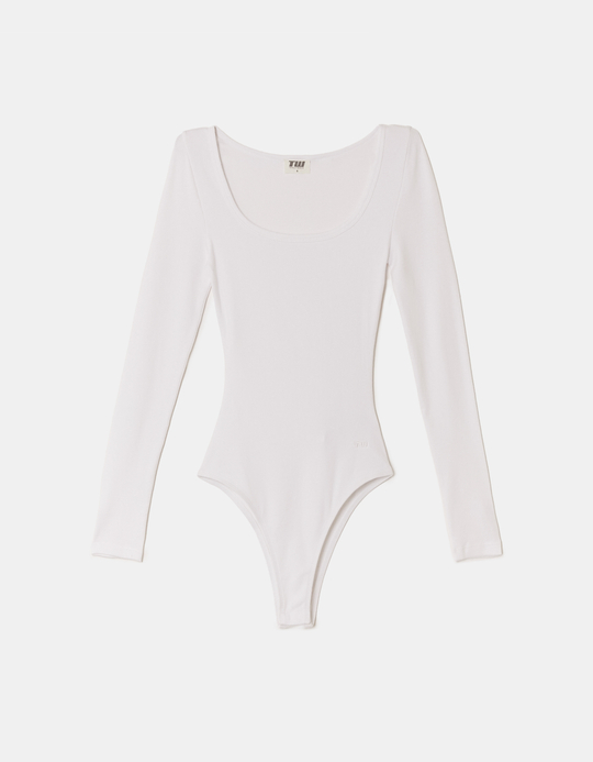 TALLY WEiJL, White Basic Long Sleeves Bodysuit for Women