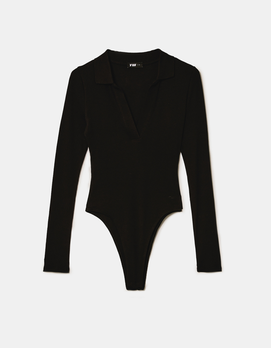 TALLY WEiJL, Schwarzer Bodysuit mit Polokragen for Women