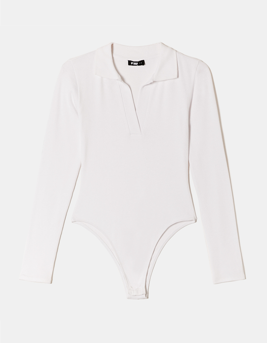 TALLY WEiJL, Weisser Bodysuit mit Polokragen for Women
