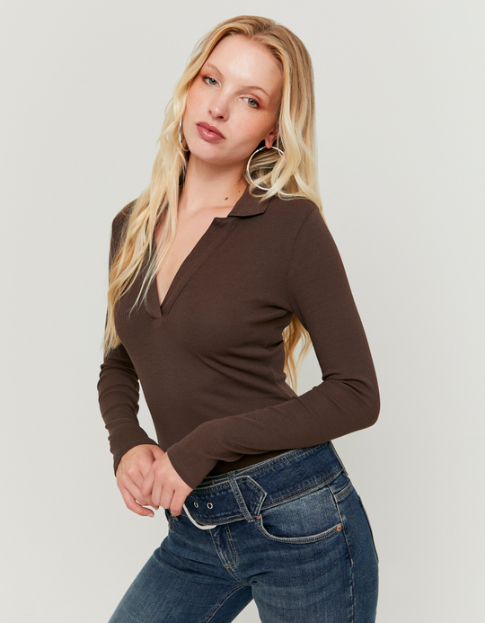TALLY WEiJL, Body Marrone con Scollo a V for Women