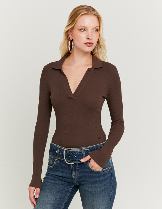 TALLY WEiJL, Body Marrone con Scollo a V for Women