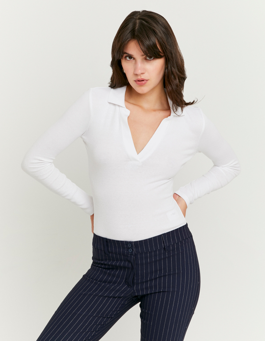 TALLY WEiJL, Weisser Bodysuit mit V-Ausschnitt for Women