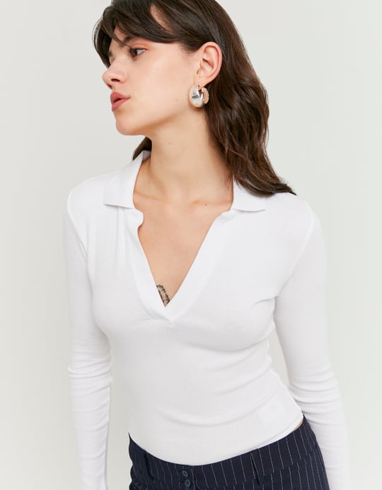 TALLY WEiJL, Weisser Bodysuit mit V-Ausschnitt for Women