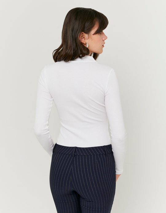 TALLY WEiJL, White V-Neck Bodysuit for Women