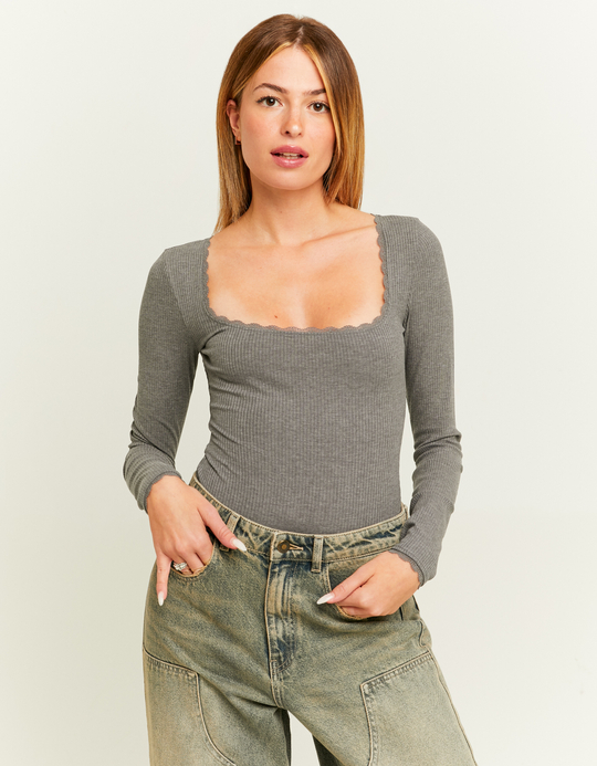 TALLY WEiJL, Body Gris Basique avec Dentelle for Women