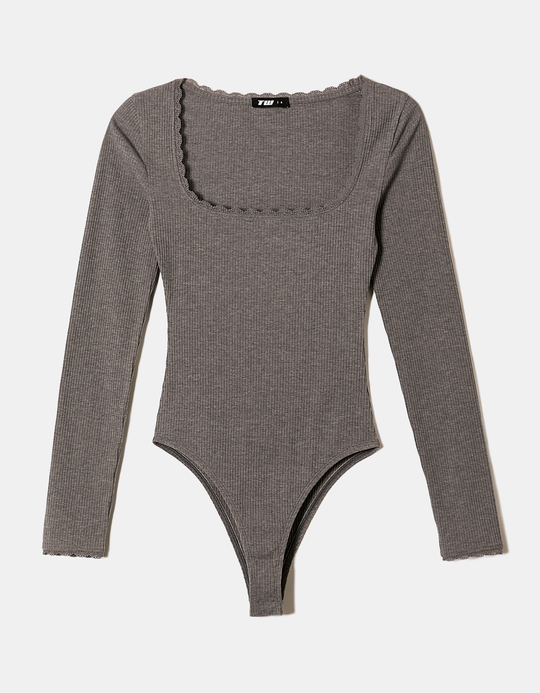 TALLY WEiJL, Body Gris Basique avec Dentelle for Women