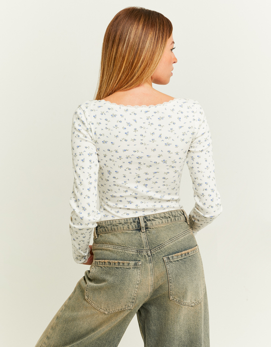 TALLY WEiJL, Bodysuit mit Blumen Print und Spitzen Details for Women