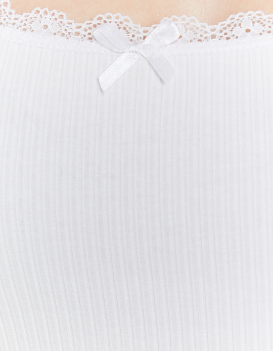 TALLY WEiJL, White Basic Bodysuit with Lace Trim for Women