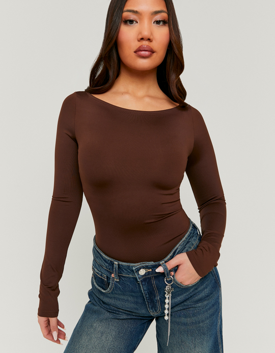 TALLY WEiJL, Brown Basic Bodysuit for Women