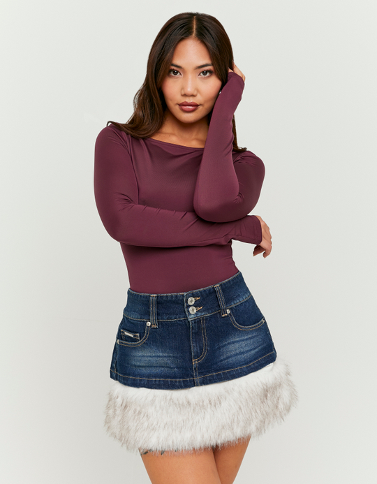 TALLY WEiJL, Burgundy Basic Bodysuit for Women