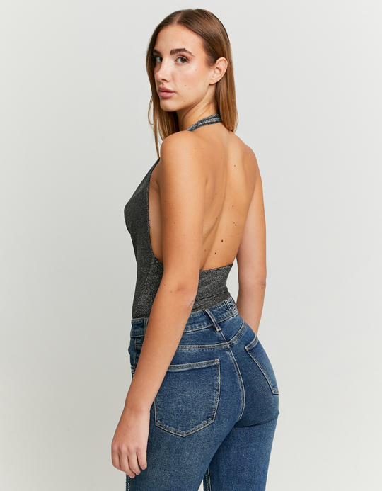 TALLY WEiJL, Silver Lurex Bodysuit for Women