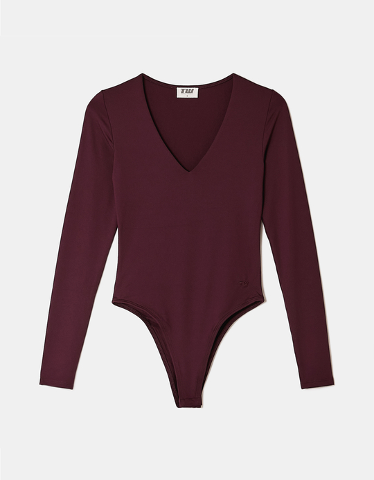 TALLY WEiJL, Body Basic Bordeaux a Maniche Lunghe for Women
