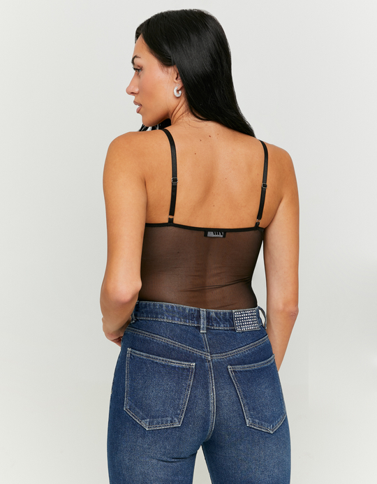 TALLY WEiJL, Body in Mesh Nero con Strass for Women
