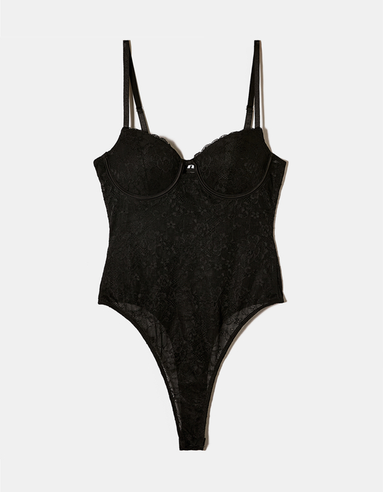 TALLY WEiJL, Black Lace Bodysuit for Women
