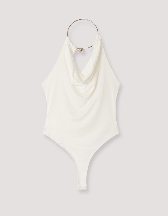 TALLY WEiJL, White Halter Bodysuit for Women