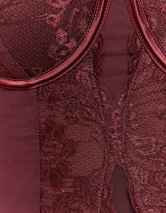 TALLY WEiJL, Burgundy Lace Bodysuit for Women