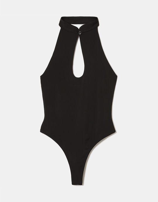 TALLY WEiJL, Black Fitted Halter Neck Bodysuit for Women