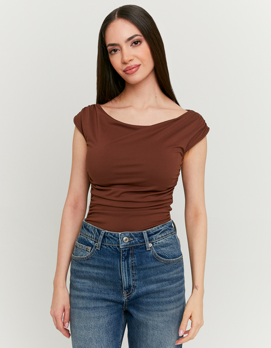TALLY WEiJL, Brown Bodysuit with Boat Neckline for Women