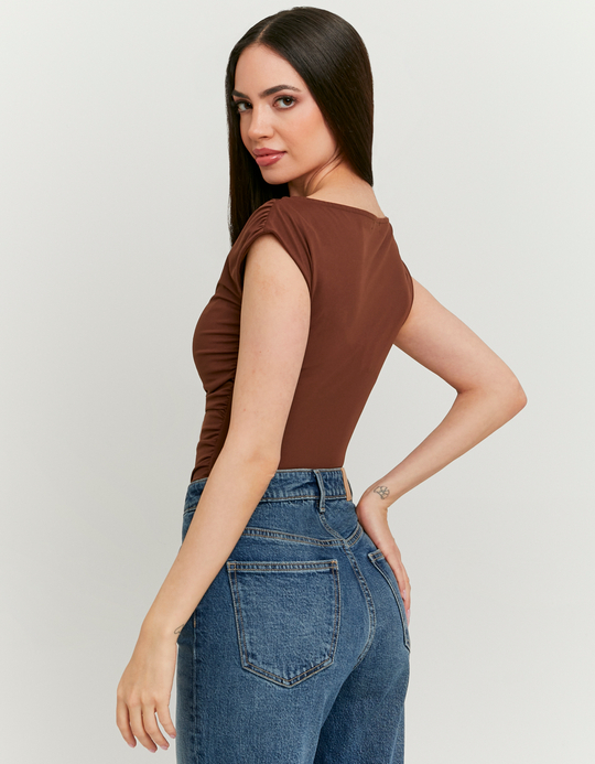 TALLY WEiJL, Brown Bodysuit with Boat Neckline for Women
