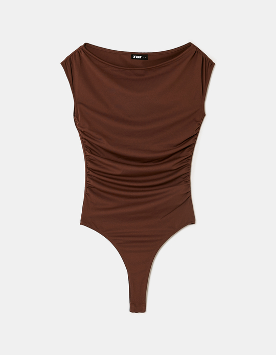 TALLY WEiJL, Brown Bodysuit with Boat Neckline for Women