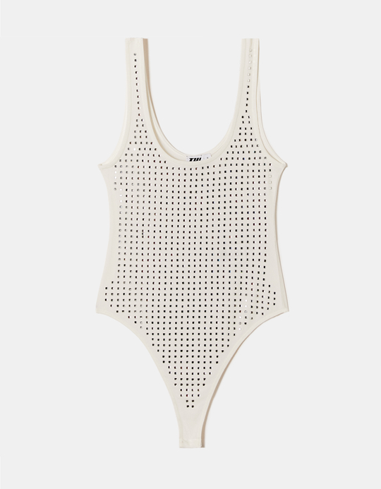 TALLY WEiJL, Weisser Mesh Body mit Strass-Detail for Women