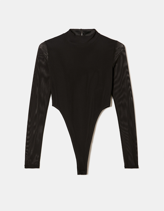 TALLY WEiJL, Body Manches Longues en Mesh Noir for Women
