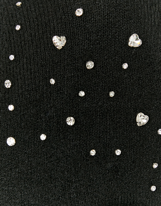 TALLY WEiJL, Black Cropped Cardigan with Strass for Women