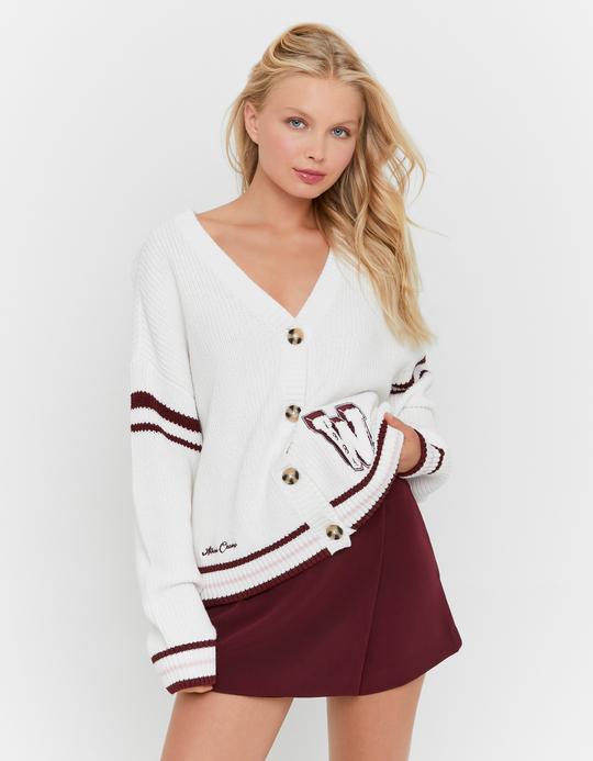 TALLY WEiJL, White Striped Knit Cardigan for Women