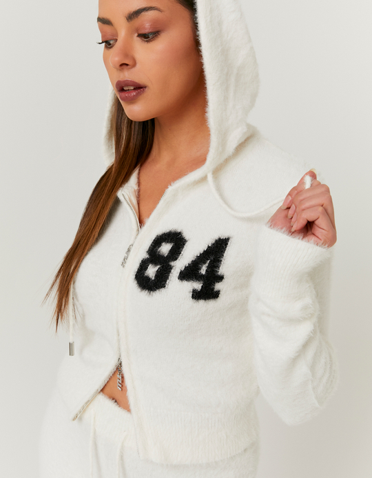TALLY WEiJL, Cardigan Bianco in Maglia con Dettaglio Grafico for Women