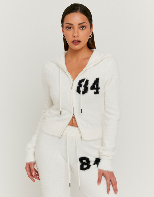 TALLY WEiJL, Cardigan en Maille Blanc avec Détail Graphique for Women