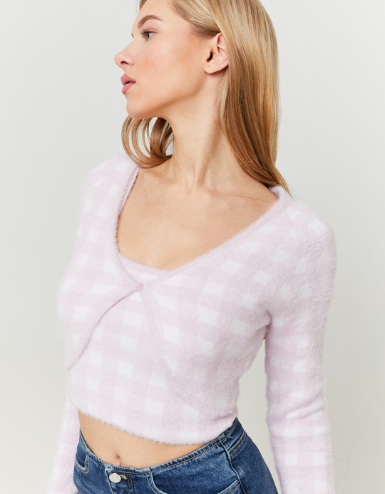 TALLY WEiJL, Cardigan Vichy Rose Duveteux for Women