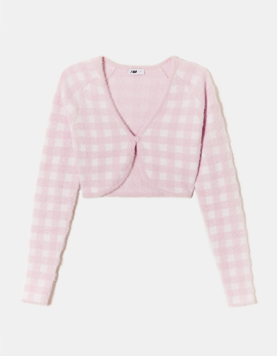 TALLY WEiJL, Cardigan Vichy Rose Duveteux for Women