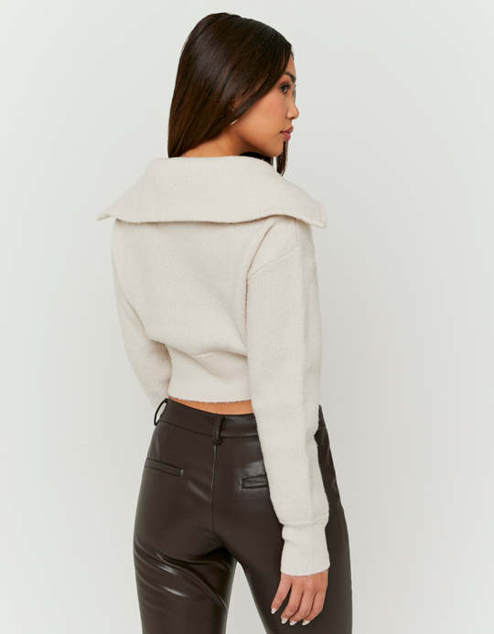 TALLY WEiJL, Beige Cropped Zip Up Cardigan for Women