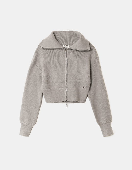 TALLY WEiJL, Grauer gecroppter Zip Up Cardigan for Women