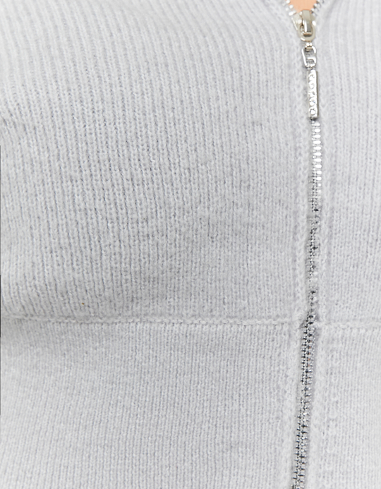 TALLY WEiJL, Grauer gecroppter Zip Up Cardigan for Women